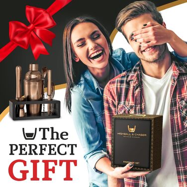 Набір шейкерів для коктейлів Highball & Chaser: професійний барний набір для приготування коктейлів + E-book з 30 рецептами, антична мідь