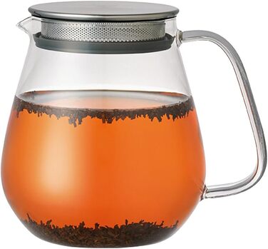Kinto Unitea One Touch Teapot from Stainless Steel, 720 ml, Heat-Resistant Glass Teapot with Stainless Steel Infuser in Lid (Japan Import)
