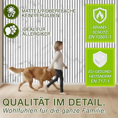 Акустичні настінні панелі TRESKO з дерева 120×60x2,1 см, 2 шт. — 3D ламельна стіна для шумоізоляції, колір Білий/Мармур, з набором для монтажу та 4 вішаками
