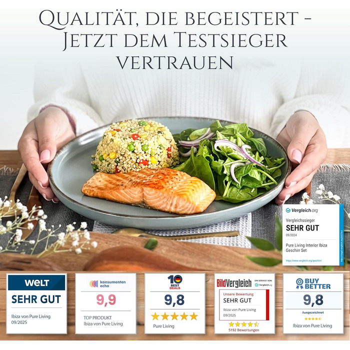 Набір посуду Steingut для 6 осіб, 24 елементи, Rustic стиль, Rauchblau (димно-блакитний)