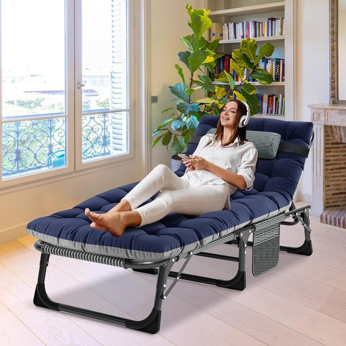 Розкладне ліжко ZIKEBTUY для кемпінгу та відпочинку: міцна конструкція, 200 кг, 190x71x36 см, з матрацом, Oxford 1200D, для відпочинку на природі та вдома (сірий)