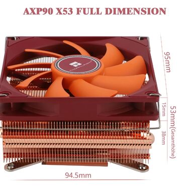 Thermalright AXP90-X53: Низькопрофільний кулер CPU для ITX, 53 мм, PWM вентилятор TL-9015R, технологія AGHP, сумісний з AMD AM4/AM5 та Intel 1700/1150/1151/1155/1156/1200 (модель з чистої міді)
