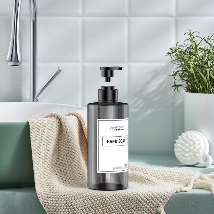 Набір дозаторів для мила на стіну 4er, сірий, 500 мл, без свердління, з наліпками