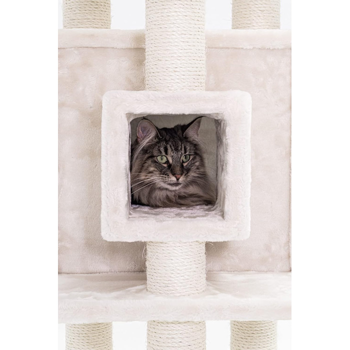 Котячий комплекс Petrebels Cleopatra, 134 см, з лежаком та котячою печерою, діаметр стовпів 9 см, бежевий/кремовий