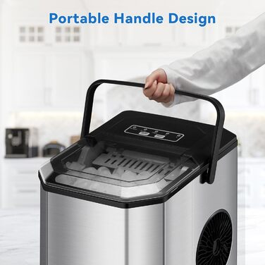 Льодогенератор Eiswürfelmaschine 120W, 9 кубиків за 6 хв, 11.8 кг/24год, самоочищення, з лопаткою та кошиком для вечірок, офісу, бару, кемпера, 2.3 л
