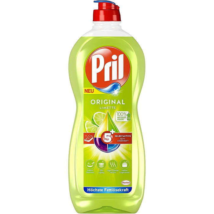 Засіб для миття посуду Pril 5 Plus Original Limette з активною формулою проти жиру, 675 мл (набір 14 шт)