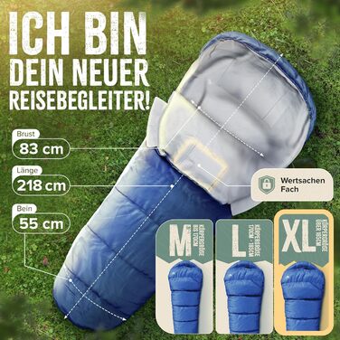 Спальний мішок Schafsack Outdoor I 300GSM для кемпінгу, відпочинку та подорожей (M-X, XL, Синій)