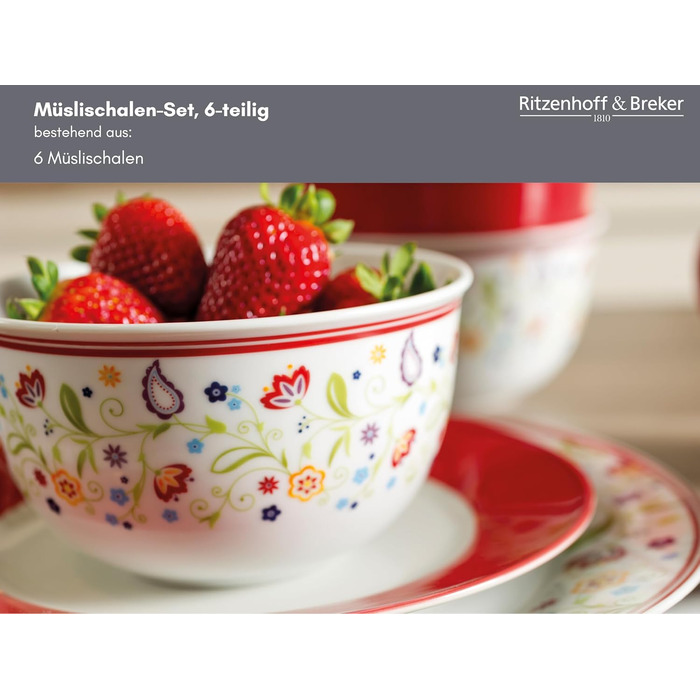 Ritzenhoff & Breker Doppio Shanti 30-Piece Porcelain Dinnerware Set (Muesli Bowls)