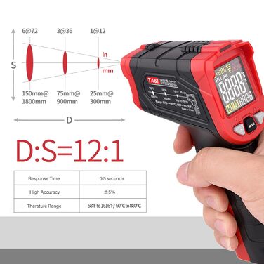 Інфрачервоний термометр лазерний цифровий -37°F~1022°F (–50°C～880°C) - Ідеально для приготування їжі, барбекю та холодильників