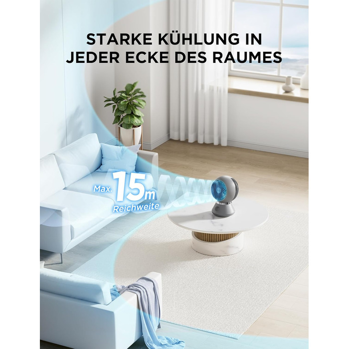 Вентилятор з циркуляцією повітря Midea MDF24JG – тихий, з автоматичним гойданням та регулюванням кута нахилу