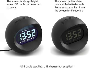 NEWGATE® Digital Centre of the Earth Clock (Black with black LCD display) Black With Black Lcd Display