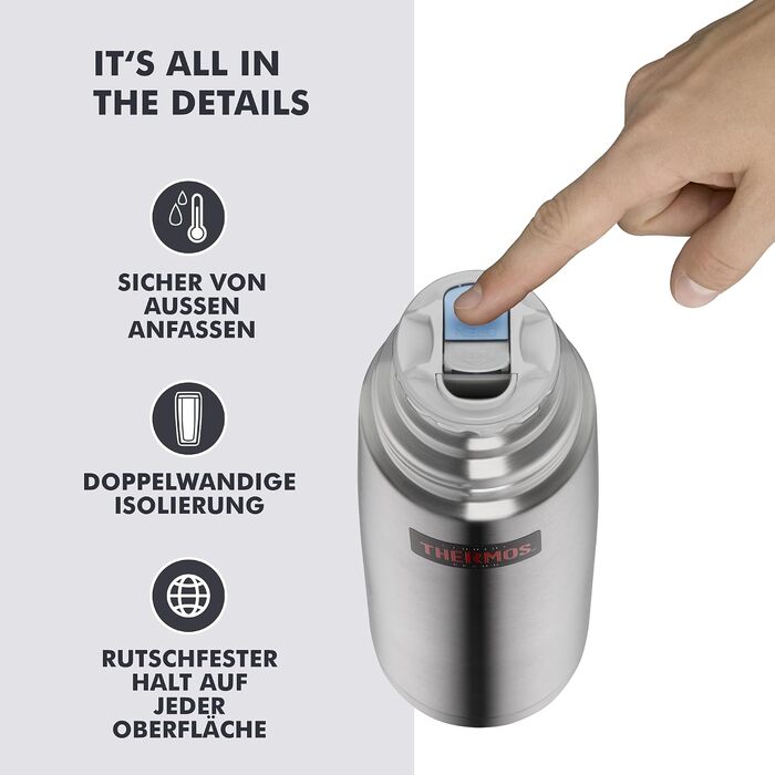 Термос Thermos Light & Compact із чашкою-кришкою, нержавіюча сталь, 1.0 л, сріблявий матовий
