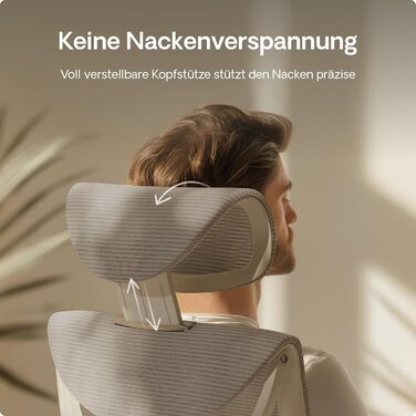 Офісний стіл Desktronic з регулюванням висоти та підтримкою попереку | Комп'ютерний стілець з широким м'яким сидінням (Сірий)