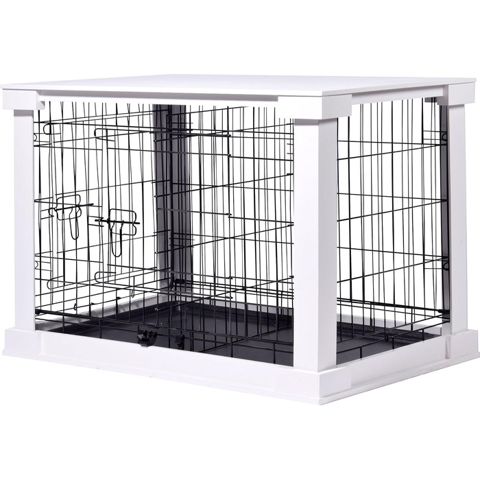 Будка для собак Dobar® Design з дерева, розмір M - будок з поверхнею столу - внутрішня собача будка - собача будка з масиву - журнальний столик - 83 x 55 x 59 см - білий