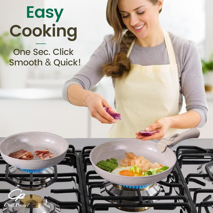 Набір посуду Chef Power Keramik 19 предметів, Мокка-Тауп: антипригарне, для індукції, посудомийна машина, духовка, для кемпінгу