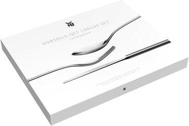 WMF Tavira Cutlery Set, 12 Place Settings, 60-Piece, Monobloc Knives, Polished Cromargan Stainless Steel, Shiny, Dishwasher-Safe