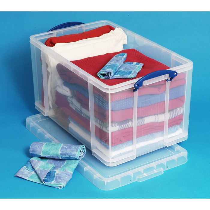 Really Useful Box 84CCB Storage Box for Clothes, Shoes, Toys, 84 L, clear transparent