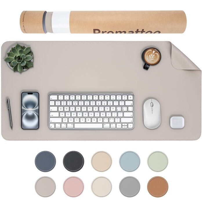 Офісний килимок для столу XXL з екошкіри Steingrau 80x40 см: Нековзний, водостійкий, для офісу та дому