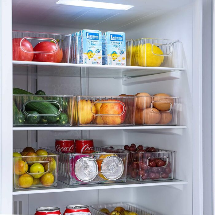 Refrigerator Organizer 10-Piece Set, Transparent Storage Boxes Organizer, High-Quality Pantry Food Storage Containers with Handle for Refrigerator, Kitchens, Cabinets - BPA Free
