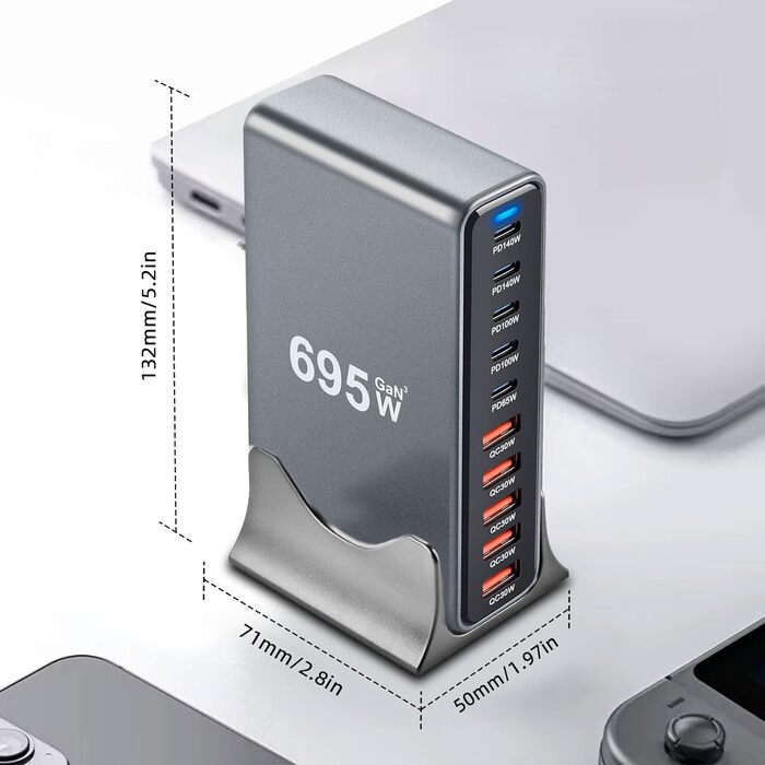 Зарядний пристрій Arceli USB-C 695W 10 портів GaN III: швидка зарядка для iPhone 16/15/14 Pro Max, Samsung Galaxy, MacBook, планшетів, ноутбуків