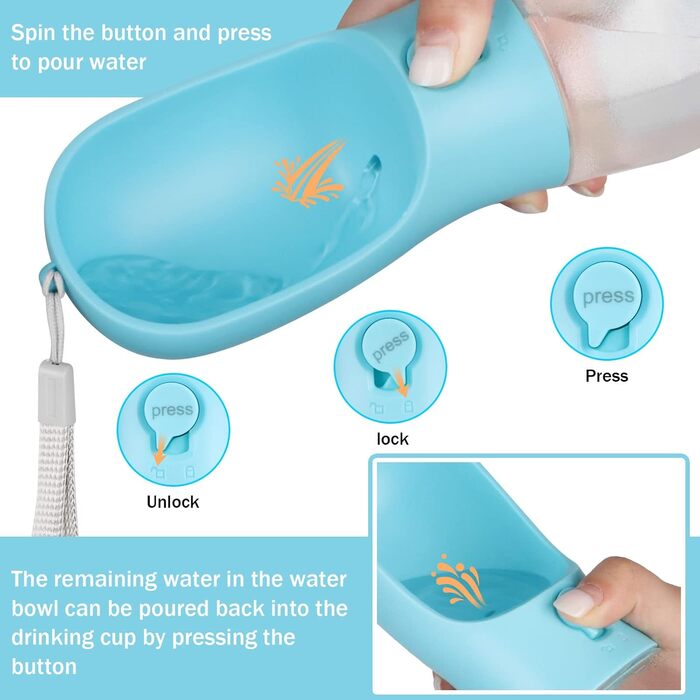 Турбунок для собак Zivacate 600 мл з контейнером для корму та пакетами для відходів - блакитний