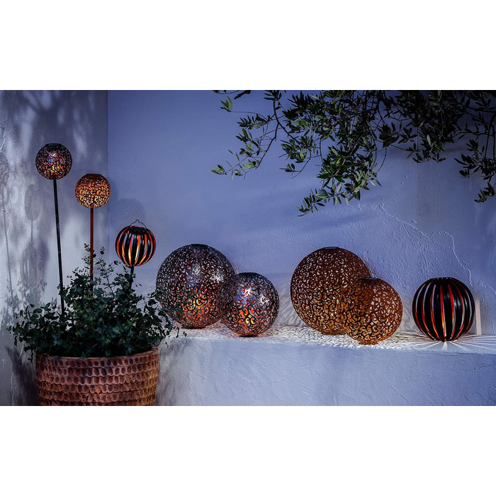 Dehner Solar Globe Luanda, Ø 30 cm, Metal, Silver/Copper
