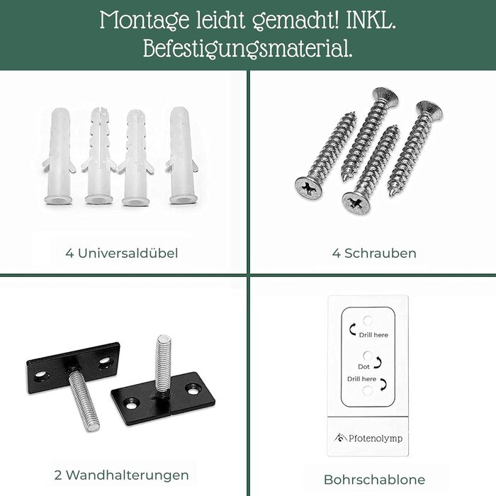 Кішка-гамак Pfotenolymp® для котів до 10 кг | Кріплення на стіну | Висока стабільність | Години розваг з дряпанням | Гігієнічний та легкий у догляді | Екологічний | Легка установка