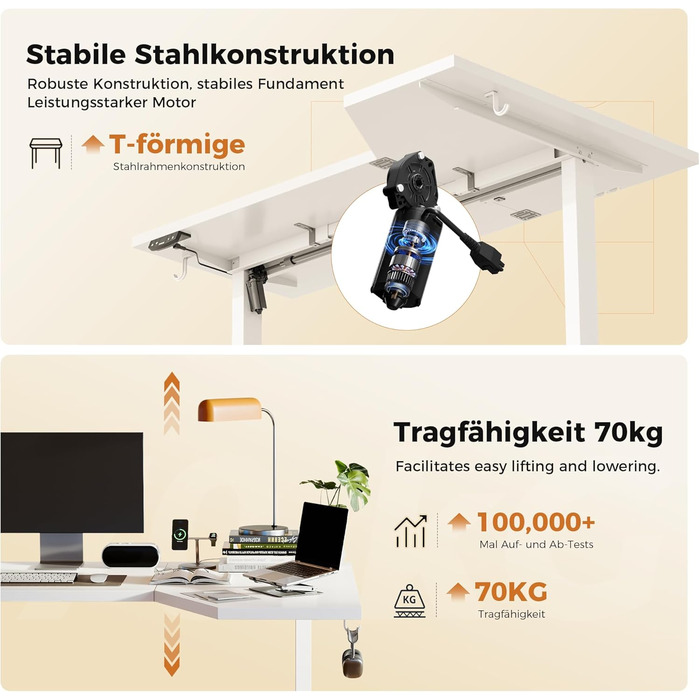 Ергономічний кутовий стіл Agilestic з регулюванням висоти, електричний - для дому та офісу