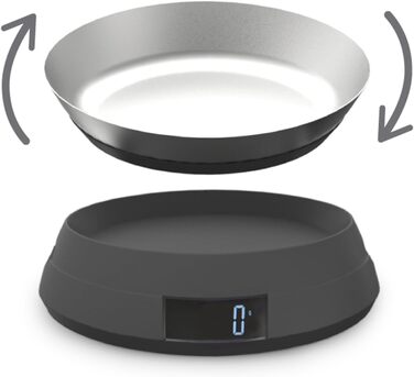 Joseph Joseph SwitchScale 2-in-1 Kitchen Scale - Digital, 5kg Capacity, Metric & Imperial LCD Display, Battery Powered - Gray