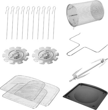 Фритюрниця Emerio XXL з гарячим повітрям, 13 літрів, Airfryer, BPA free, Smart Fryer, мульти-печі з поворотним шампуром та кошиком, дисплей, таймер, функція сушіння, 1800 Вт, AF-121914, чорний, 13 літрів (BPA free)