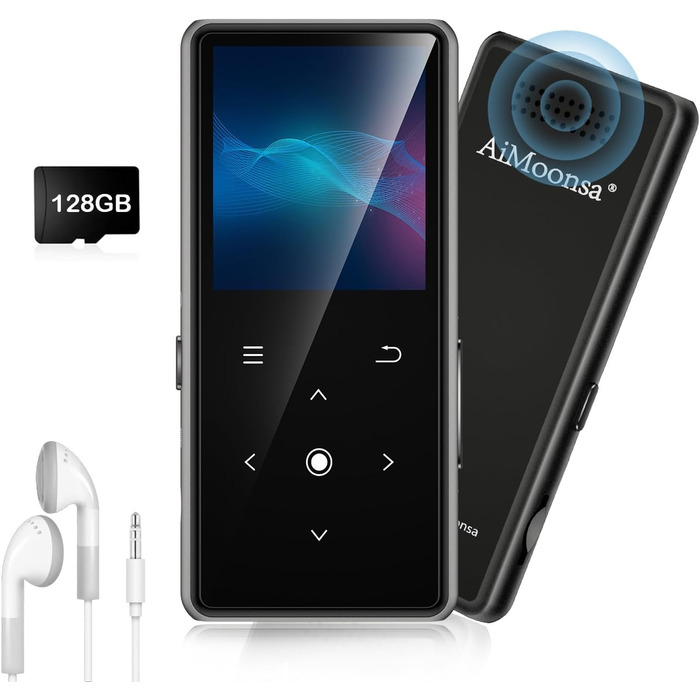 MP3-плеєр AiMoonsa 64GB з Bluetooth 5.2, FM-радіо, HiFi-звук та E-Book функцією (чорний)