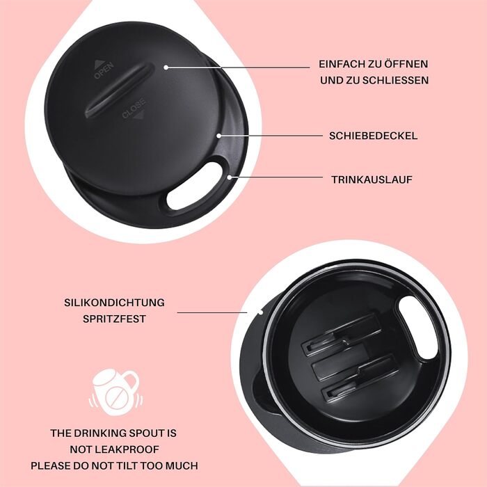 Термокружка Ideus 470 мл з нержавіючої сталі, подвійні стінки, ізоляція, з кришкою-ковпачком, протиковзкий наклад, зелений/рожевий (Leopard Rosa)