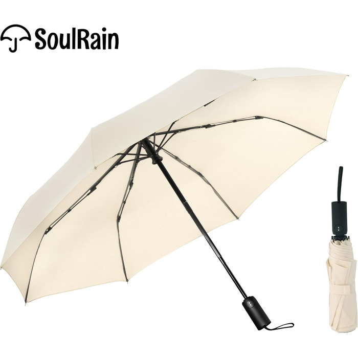 SoulRain Дощовий парасолька: вітростійкий, компактний, для подорожей та авто (кремовий)
