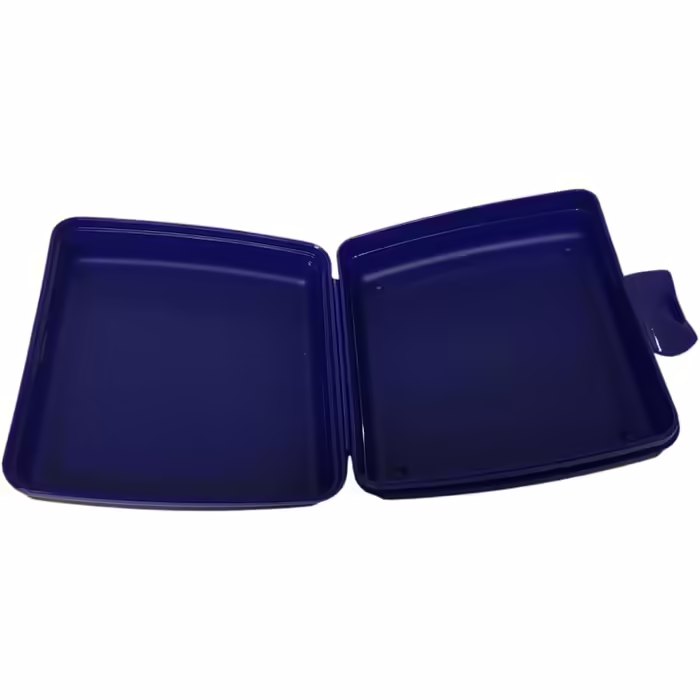 Tupperware Sandwich Box Storage Box Lunchbox Square with Hinge and Latch (dark blue with Ninja fighters)