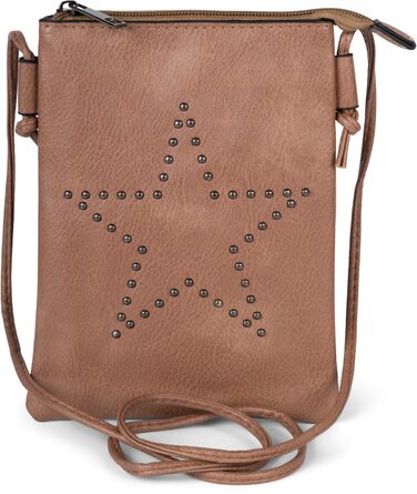 Сумка styleBREAKER Mini зі зірковими заклепками, коричнева: сумка-месенджер, сумка на плече, жіноча сумка 02012235