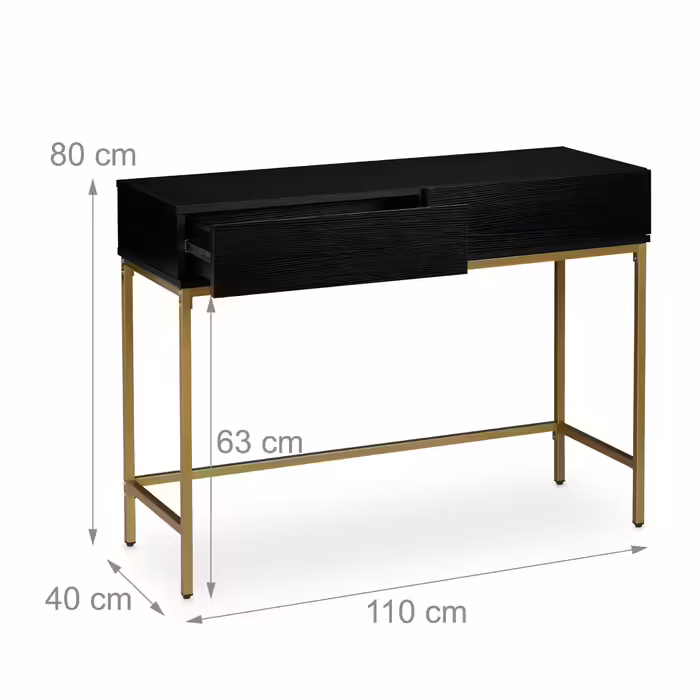 Relaxdays Console Table Gold Black