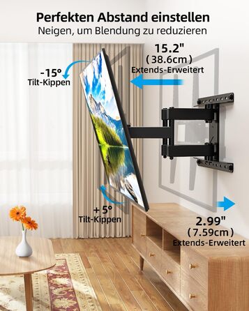 Кріплення для телевізора HOME VISION HV6401: поворотне та нахильне, для телевізорів 26-65 дюймів, універсальне, VESA 400x400, до 60 кг