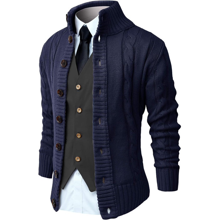 Чоловічий в'язаний кардиган NITAGUT, стильний зимовий, лаконічний, теплий, темно-синій