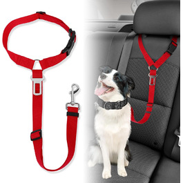 Автомобільний ремінь безпеки для собак, поводок для собак у машині, кріплення до підголівника, міцний поводок, шлейка для собак, котів та домашніх тварин (червоний)