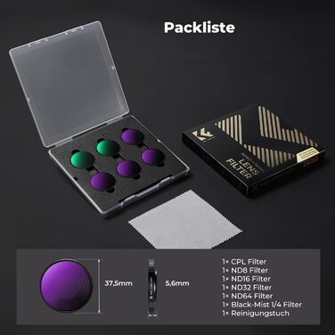Набір фільтрів K&F Concept ND для DJI Osmo Action 6: ND8, ND16, ND32, ND64, CPL, Black Mist (5 шт.)