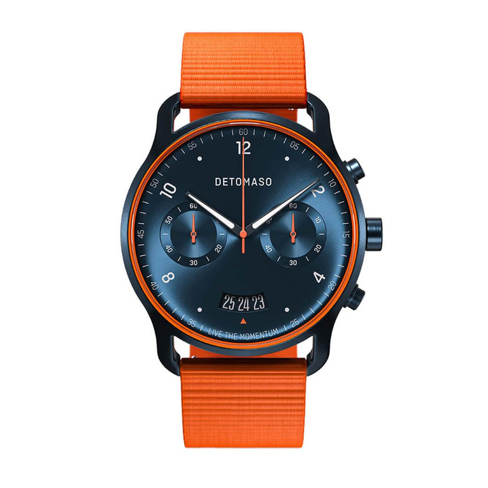 Годинник чоловічий DeTomaso SORPASSO Velocita Blau Orange з нейлоновим ремінцем