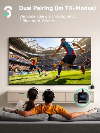 Bluetooth адаптер SOOMFON 2-в-1 (передавач та приймач) з підтримкою aptX для літака та аудіосистем
