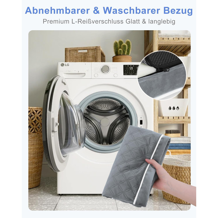 Ортопедичне ліжко для собак KSIIA, великі породи, 104x68x8 см, знімний килимок, легко миється, сірий колір