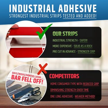 Strong self-adhesive (no drilling) magnetic knife strip for the wall - Premium 43 cm magnetic knife rack - No screws needed - Self-adhesive back (Updated Version)