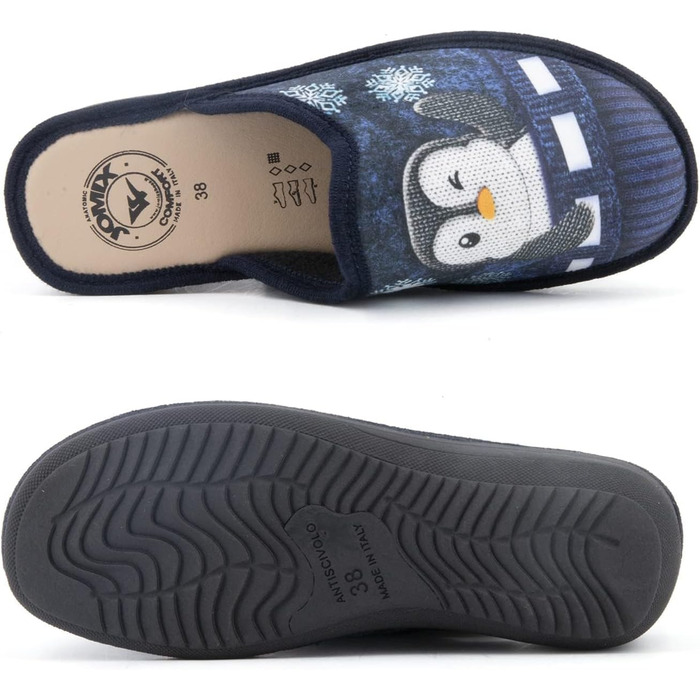 Тапочки жіночі JOMIX Winter Hausschuhe, зручні, італійські, для дому (40 EU, колір: темно-синій)