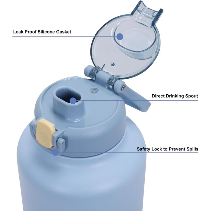 GiNT Ізольована пляшка для води з нержавіючої сталі для собак та людей, туристичний набір з мисками та сумкою, не протікає, для прогулянок, походів, кемпінгу, авто (Блакитний)