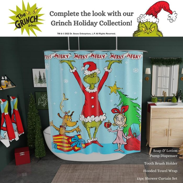 Collectibles Dr. Seuss' The Grinch Holiday Toothbrush Holder for Makeup Brushes/Pens, Official Licensed Product Franco