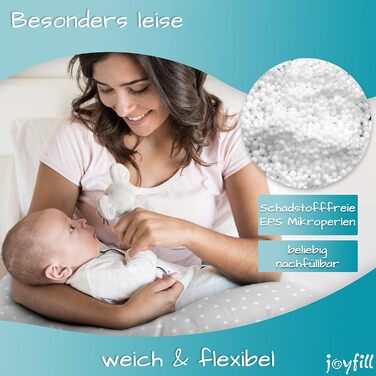 joyfill® Microbead Pregnancy Pillow 190cm | Pregnancy Pillow - Made in Germany | Ideal for Sleeping & Breastfeeding Thanks to Whisper-Quiet & Comfortable Filling | Breastfeeding Pillow XXL Breastfeeding Pillow Grey - Dots