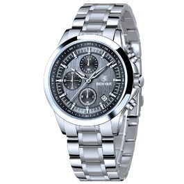 Годинник чоловічий Benyar Chronograph Аналоговий кварцовий, водонепроникний, з датою, світлодіодна підсвітка, стильний бізнес-годинник для чоловіків, сталевий чорний корпус
