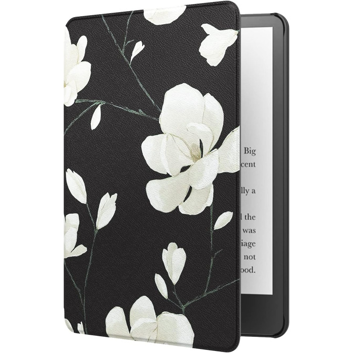 Чохол MoKo для Kindle Paperwhite 11 (2021) 6.8 дюйма, з функцією авто-сплячки, з міцного кожзаму, Signature Edition, Магнолія (чорний та білий)